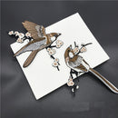 1 Pair Bird Embroidered Patches Iron on Sewing Stripe for clothes applique  Z