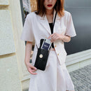 Women Touch Screen Mobile Phone Pouch PU Splicing PVC Crossbody Bag (Black)