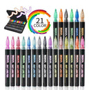 21 Colors Self Outline Metallic Markers Double Line Pen Outline Markers Pens AU