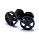 Punk Gothic Mens Stainless Steel Pentagram Circular Barbell Studs Earrings