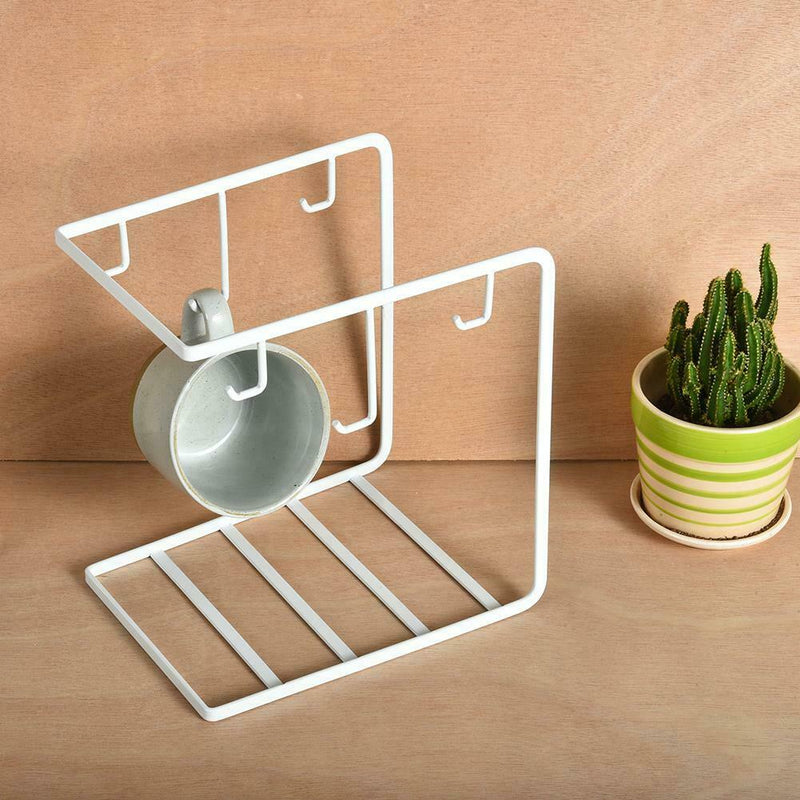 6-hook Stand Mug Coffee Cup Cup Handgrip Tray Rack With Holder With Storage HG4I
