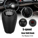 5-Speed Pu Leather Gear Shift Knob Head Shifter Black For Mazda 3 5 6 U1C4