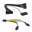 6 Pin Male to 2x 8Pin Graphics Video Card Cable Adapter+ 24Pin Mining Cable