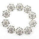 10Pcs Rhinestone Flower Sewing Buttons Wedding Party Decor DIY Craft 22mm