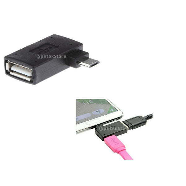 90 degree Right Angle Micro USB 2.0 OTG Host Adapter with USB Power