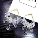 Trendy Acrylic Water Drop Dangle Earrings Crystal Flower Long Pendant Earri  Gw