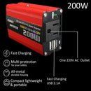 200W Car Power Inverter Dc 12V To Ac 220V Converter Dual Usb Charger Adapte