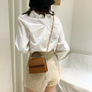 Women Mini Shoulder Bag Alligator PU Tote Chain Crossbody Pouch (Brown)