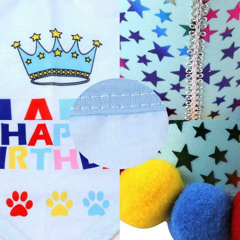 Glitter Birthday Party Hat with Bandana Neck Scarf Ties for Your Pet Dog Cat