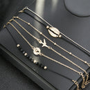 Fashion Women Bangle Bracelets Set Bohemian Beaded Chain Gift Jewelry 6Pcs/Set