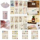 4Pcs Scrapbook Note Paper Retro Tower Flower Stamps Stickers Decor Stickers LJAU