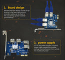 1X4 Slot PCI-E 1 to 4 PCI Express 16X Slot External Riser Card Adapter Board New