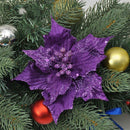 10pcs Glitter Flower Christmas Ornament Xmas Tree Pendant Decor (Purple)