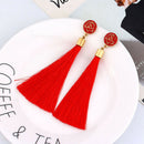 Women Long Earrings Hanging Bohemian Large Tassel Earring Ethnic Red