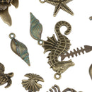 60pcs Sea Animals Charms Pendants Jewelry Making Accessories Findings Bronze