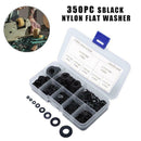 350pcs Black Nylon Flat Washer Assortment Kit Set Car Accessories