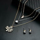 Fashion Tree Pendant Rhinestone Chain Necklace Earrings Set Women Jewelry