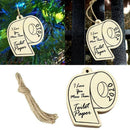 5Pcs Wooden Memorial Toilet Paper Pendant DIY Hanging Window Ornaments With Rope