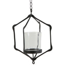 Wall Hanging Moroccan Wire Hollow Wedding Candle Holder Lantern D - Black