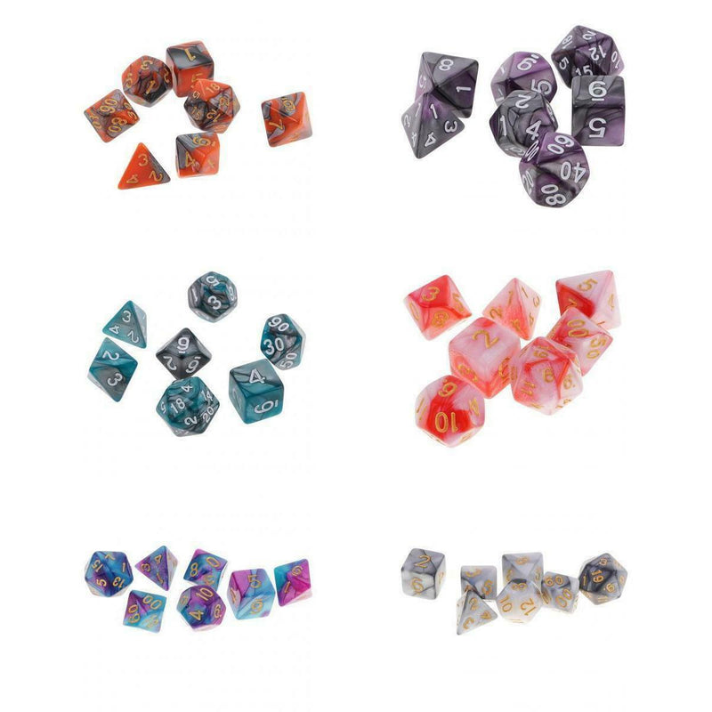 42PCS Mixed 7-die Dice fit  DND RPG Party Games Supplies