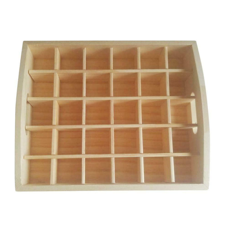 30 Grid Solid Wooden Rotating Essential Oil Bottle Holder Tray Diffuser Display