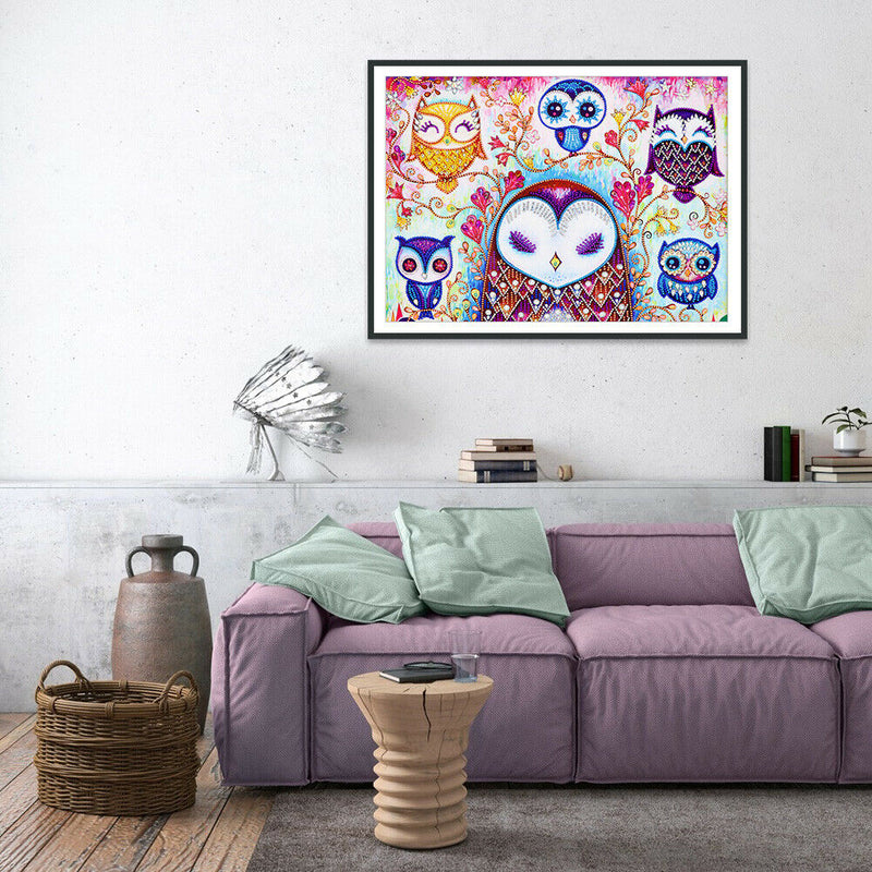5D DIY Special Shaped Diamond Painting Owl Cross Stitch Mosaic Craft Kit