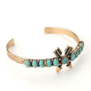 Boho Women Retro Turquoise Cuff Bracelet Alloy Ethnic Open Bangle Jewelry