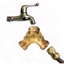 Brass Hose Three Way Garden Tap Hose Pipe Splitter Faucet Connector Adaptor 1pc