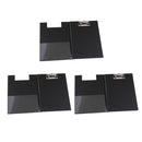 3 Pieces A5 Document Storage Clipboard Black PU Leather for Office Black