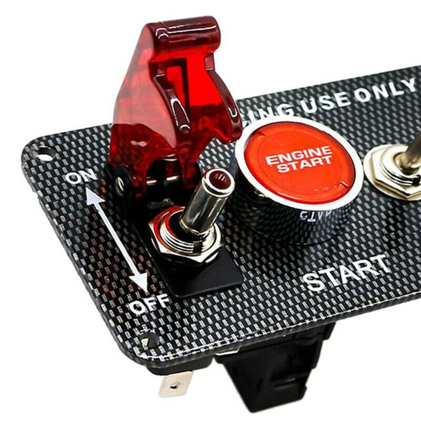 12V Carbon Fiber Panel Racing Engine Start Button Ignition Switch Panel LED R7D6