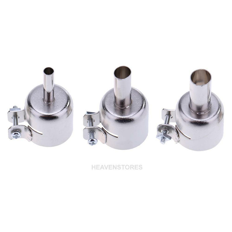 3x 5/8/10mm Stainless Steel Hot Air Nozzles for 858D 878D 898D Soldering Station