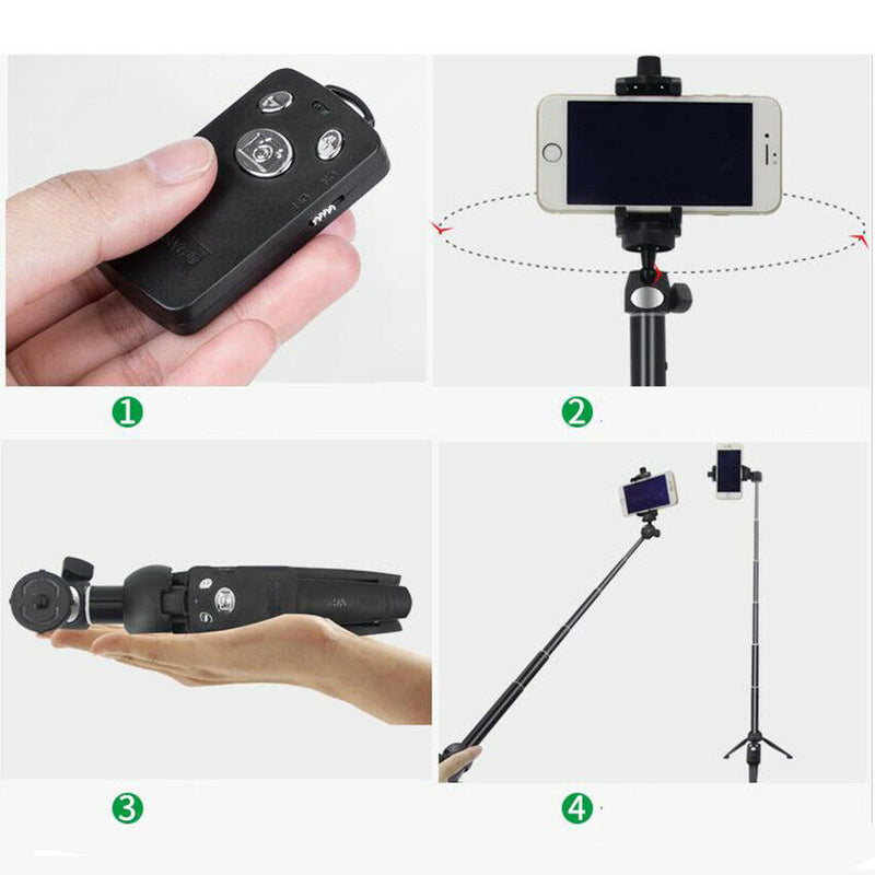 Extendable Selfie Stick Tripod Set with Bluetooth Remote Control Monopod