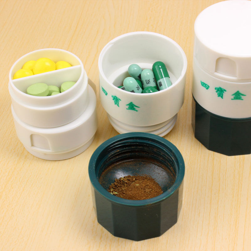 4 Layer Pill Medicine Crusher Grinder Splitter Tablet Divider Storage Box