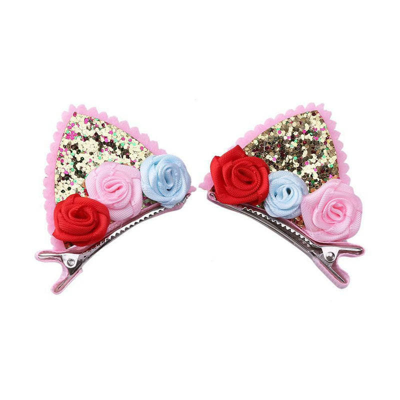 2pcs Cute Hairpin Girls Flower Sequin Hair Clip Kids Party Hair Accessories