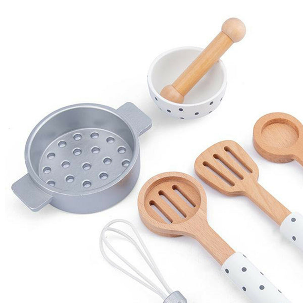 7pcs Wooden Kitchenware Pretend Play Gift for Children Kids Girls for Toddler