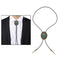 Men Bolo Tie Necklace Turquoise Stone Western Cowboy PU Leather Rope Necktie