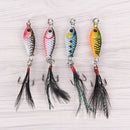 4X  Hard Metal Fishing Lures Crank Bait Small Minnow Lure Bass Tackle Hooks  JR