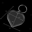 10x Clear Heart Blank Plastic Insert Photo Picture Frame Key Ring Keychain