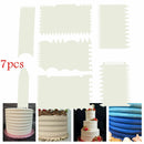 7PCS Comb Durable Decorating DIY Icing Smoother Pastry Cake Scraper Baking Tool