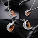 Crystal Moon Pendant Necklace Zircon Pet Dog Choker for Women Jewelry Gift