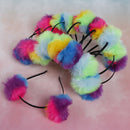 Multicolour sweet girls kids cute hairband rabbit plush big hair ball headban Gw