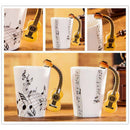 Creative novelty guitar handle ceramic cup free spectrum coffee milk tea cu