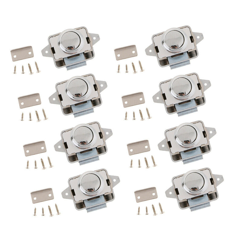 8 Pieces Push Button Cupboard Catch Lock Latch for Motorhome RV Boat New