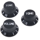 3pcs Plastic Top Hat Style 1 Volume 2 Tone Speed Control Knobs Set for Electric