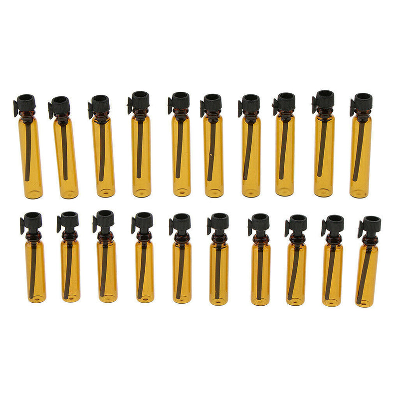 50Pcs Mini Amber Glass Bottles 1ml