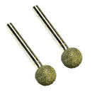 2x Round Head Diamond Mounted Points Grinding Bits 60mm Length 46 Grit 12/10mm