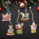 5pcs Wooden Santa Claus Snowman Pendents Christmas Tree Hanging Ornaments