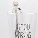3-Pcs Lovely Cat Long Handle Hanging Spoons Stainless Steel Ice Tea Coffee