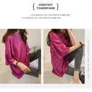 Summer Half Sleeve Long T-shirt Candy Color Loose Women Tops (Rose Red M) A