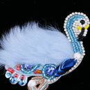Blue Swan Rhinestones Sequins Patch Beads Clothes Applique DIY Accessories